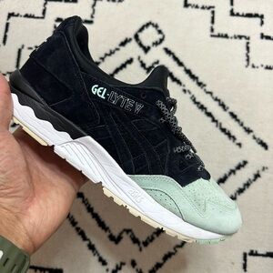 Asics Gel-Lyte V Black and Mint Green Suede Sneakers